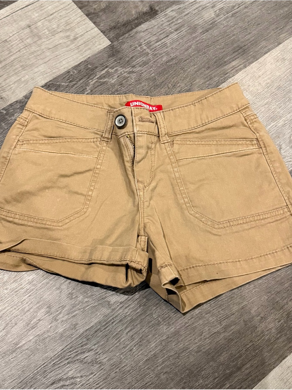 UNIONBAY Tan Roll-Hem Utility Jean Shorts